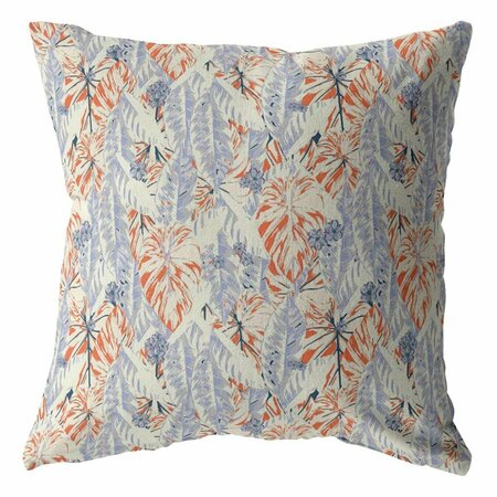 PALACEDESIGNS 28 in. Orange & Lavender Tropics Indoor & Outdoor Throw Pillow PA3095389